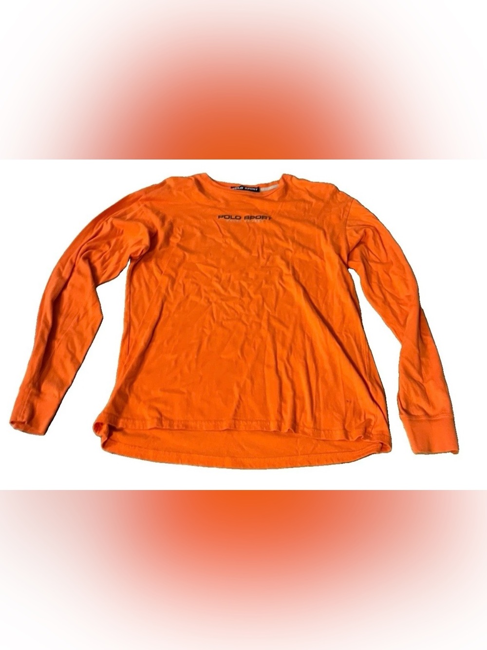 Vintage Orange Polo Sport Ralph Lauren Long Sleeved Logo Cotton T-Shirt
